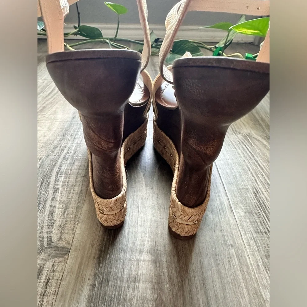 ALEXANDRE BIRMANClarita Wooden Wedge Leather Sandals size 38